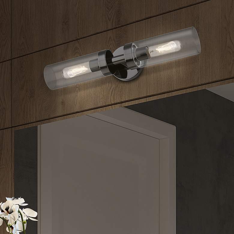 Image 1 Livex Ludlow 19 1/4" High Black Chrome 2-Light ADA Vanity Wall Sconce