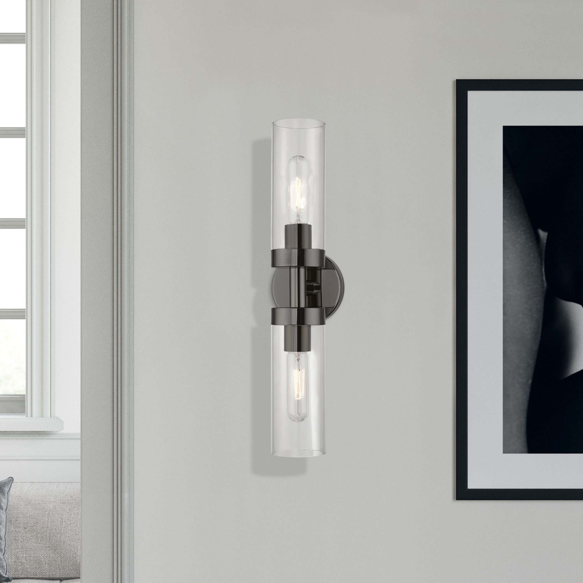 Livex Ludlow 19 1/4" High Black Chrome 2-Light ADA Vanity Wall Sconce