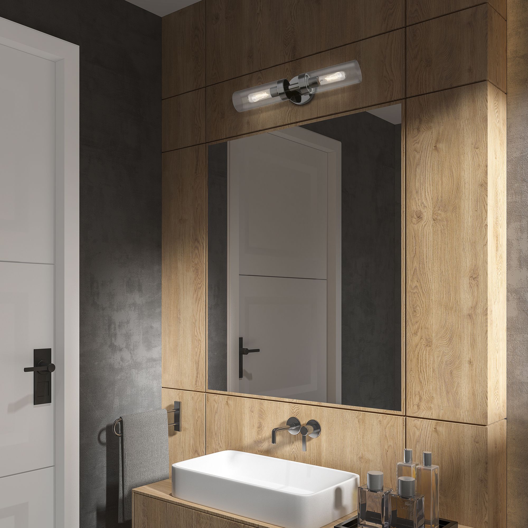 Livex Ludlow 19 1/4" High Black Chrome 2-Light ADA Vanity Wall Sconce