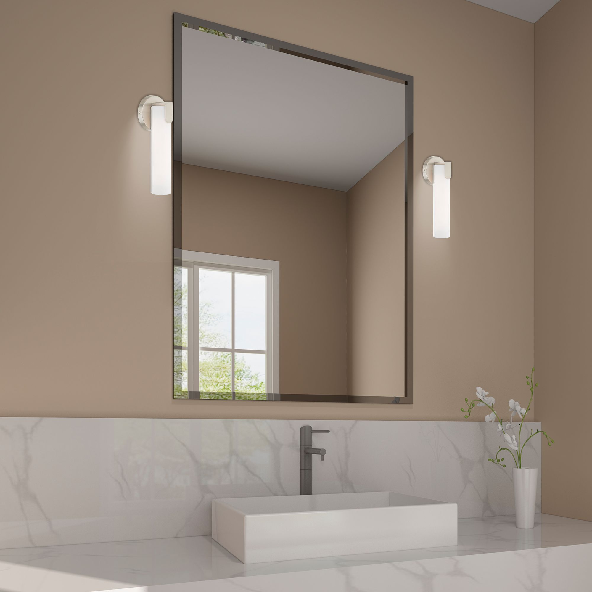 Livex Lund 12" High Brushed Nickel Modern LED Wall Sconce in scene