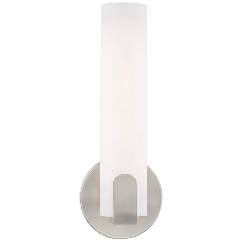 Image 4 Livex Lund 12" High Brushed Nickel Modern LED Wall Sconce more views