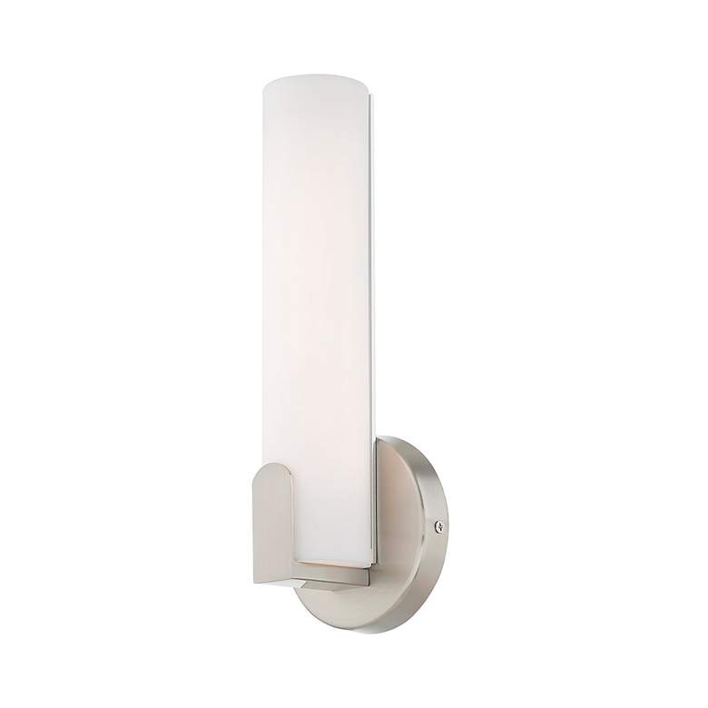 Image 6 Livex Lund 12" High Brushed Nickel Modern LED Wall Sconce more views