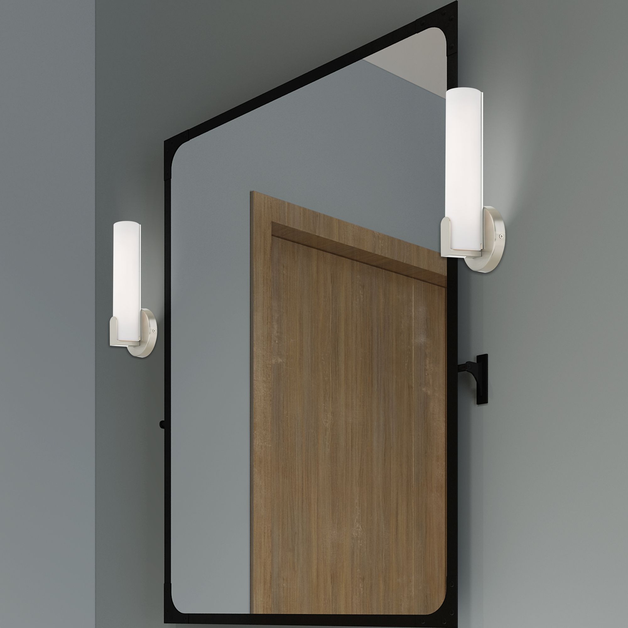 Livex Lund 12" High Brushed Nickel Modern LED Wall Sconce in scene