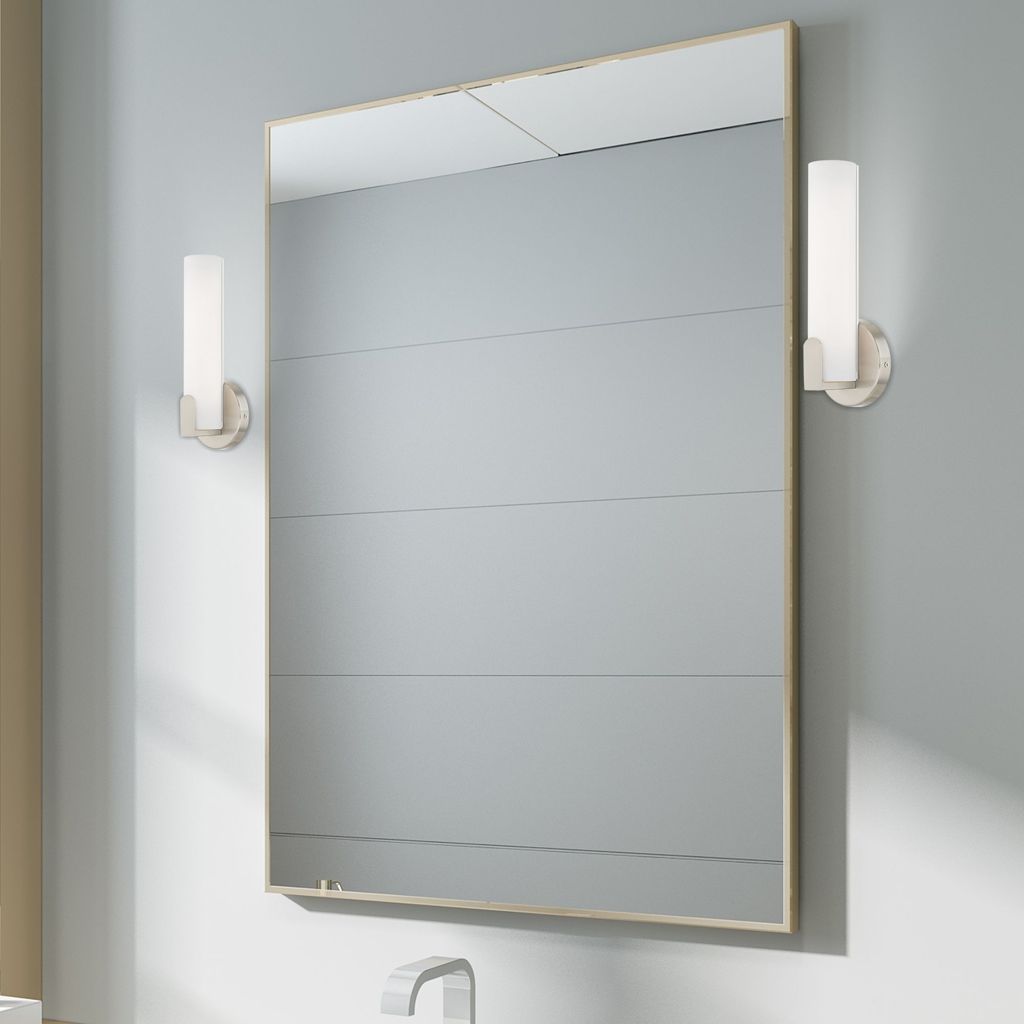 Livex Lund 12" High Brushed Nickel Modern LED Wall Sconce in scene