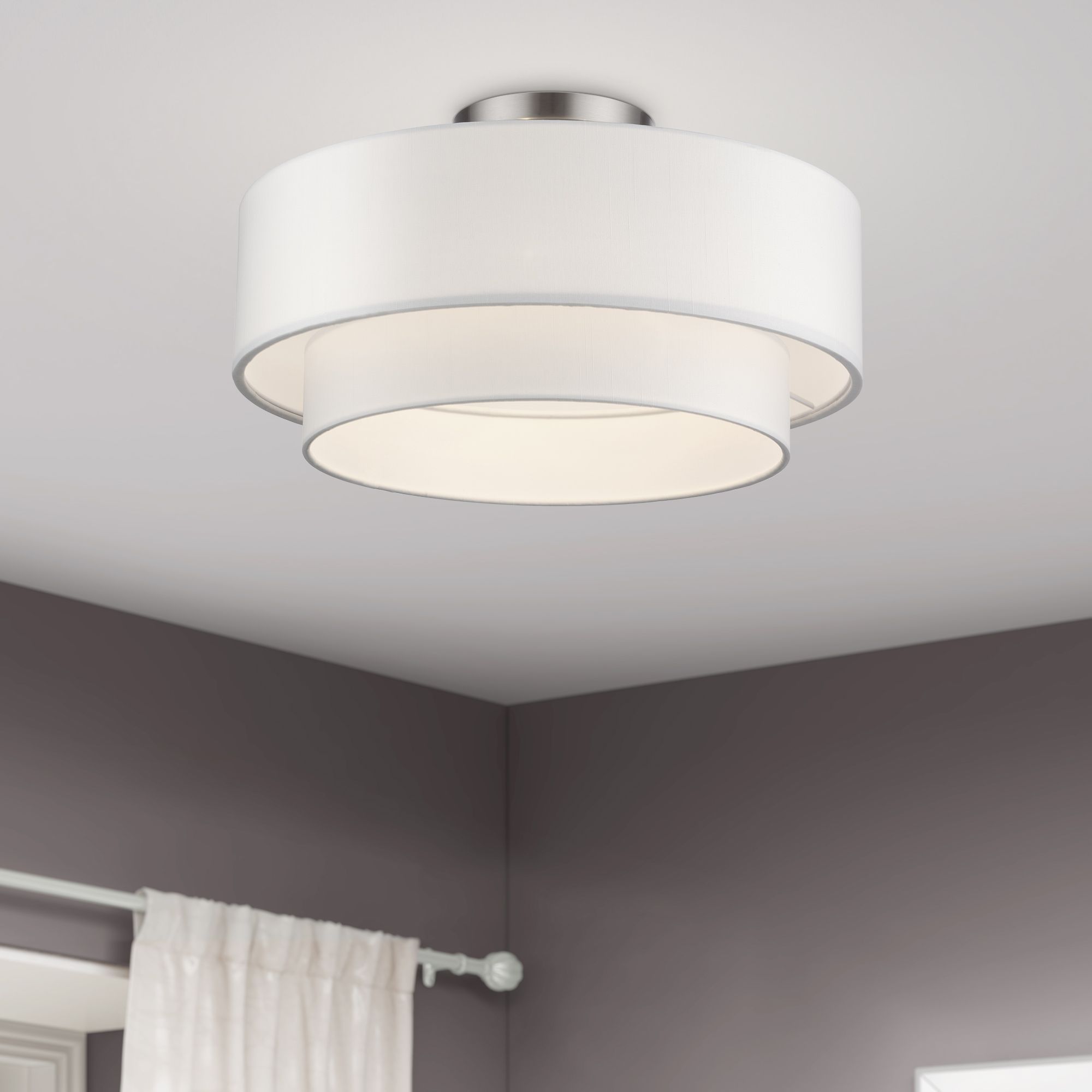 Livex Manorwood 18" Wide Brushed Nickel Ceiling Light