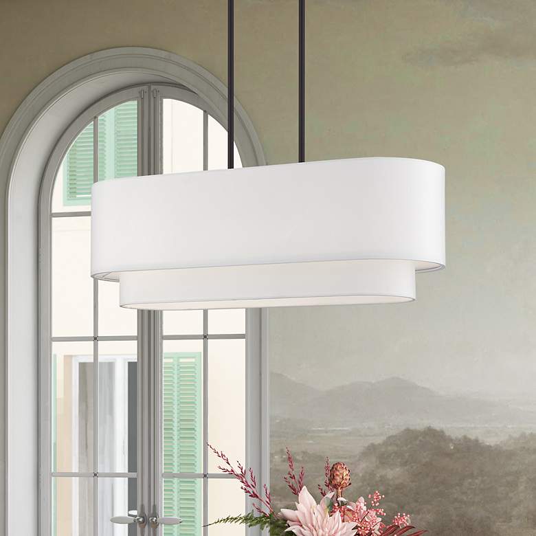 Image 1 Livex Manorwood 30" Wide Bronze 2-Tier Linear Pendant