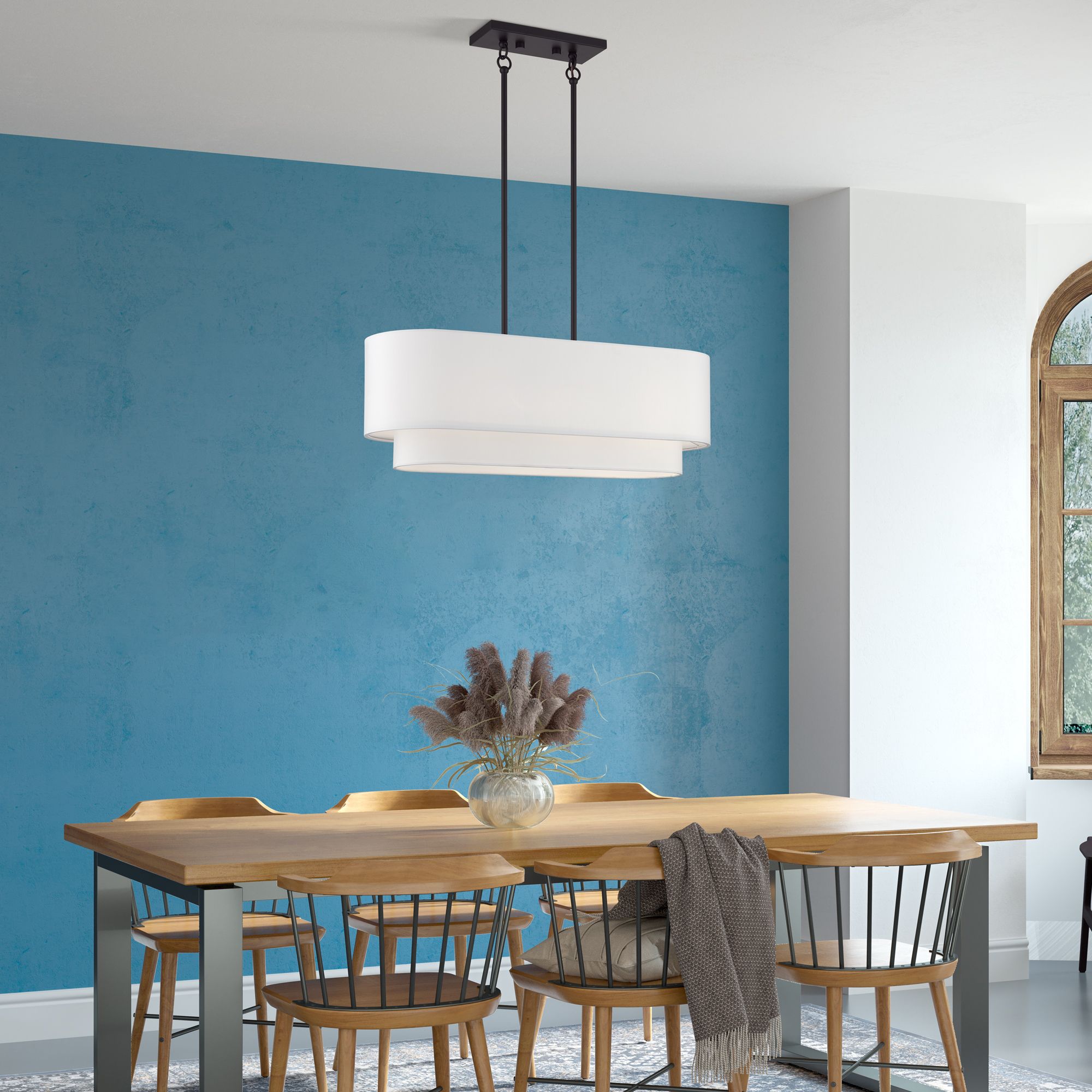 Livex Manorwood 30" Wide Bronze 2-Tier Linear Pendant