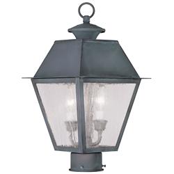 Livex Mansfield 17" High Charcoal 2-Light Outdoor Post Light