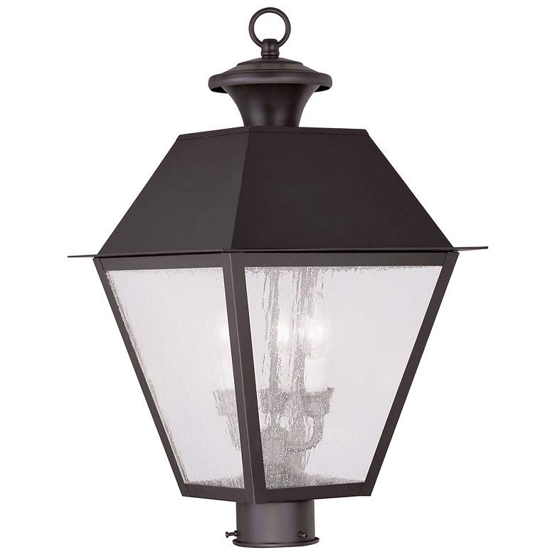 Image 2 Livex Mansfield 20" High Bronze 3-Light Outdoor Post Light