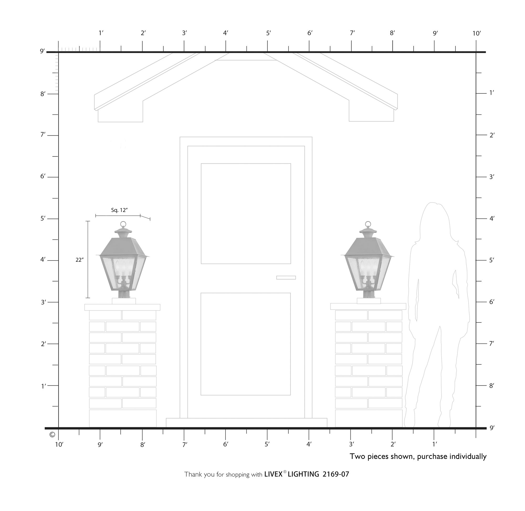 Image 5 Livex Mansfield 20" High Bronze 3-Light Outdoor Post Light more views