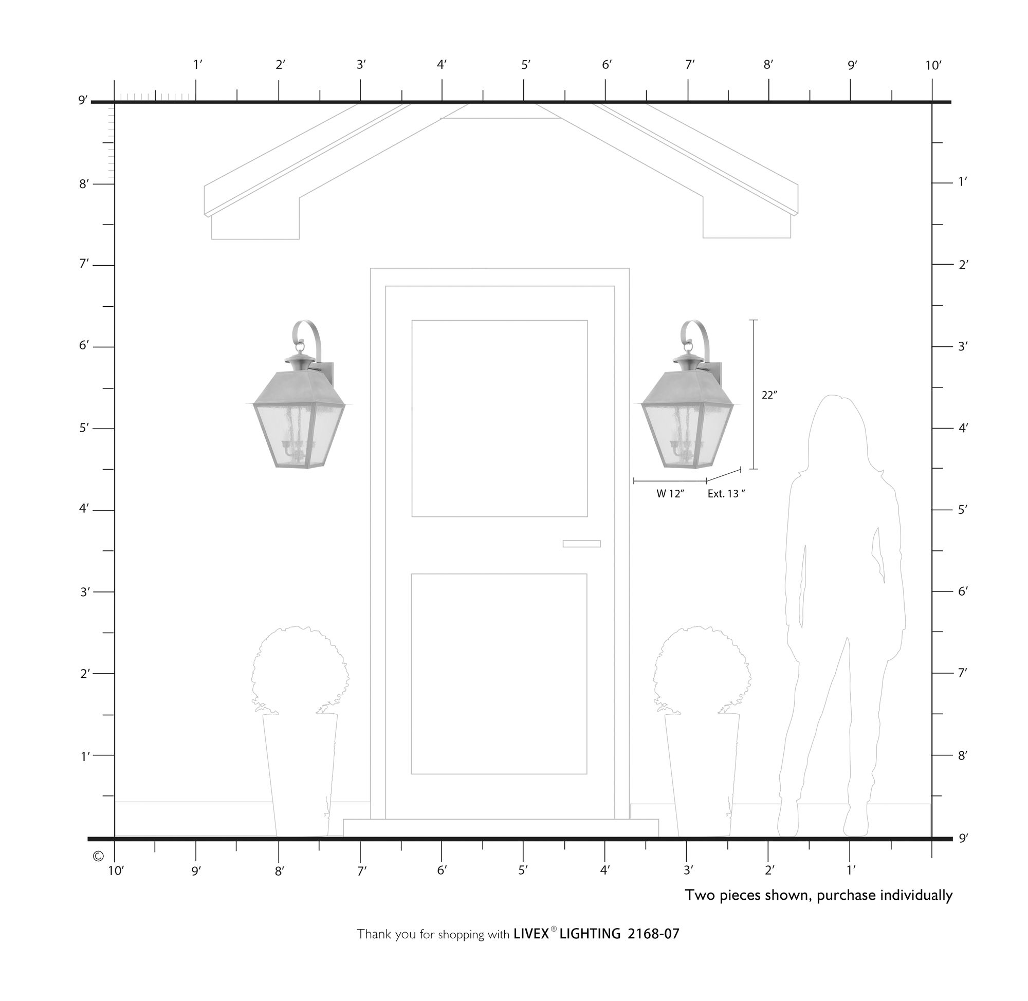 Livex Mansfield 23 1/2"H Bronze 3-Light Outdoor Wall Light in scene