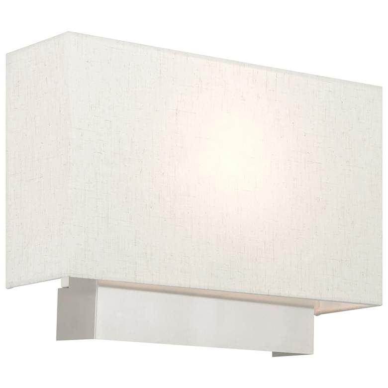 Image 1 Livex Meadow 14" Wide Brushed Nickel White Shade Modern Sconce