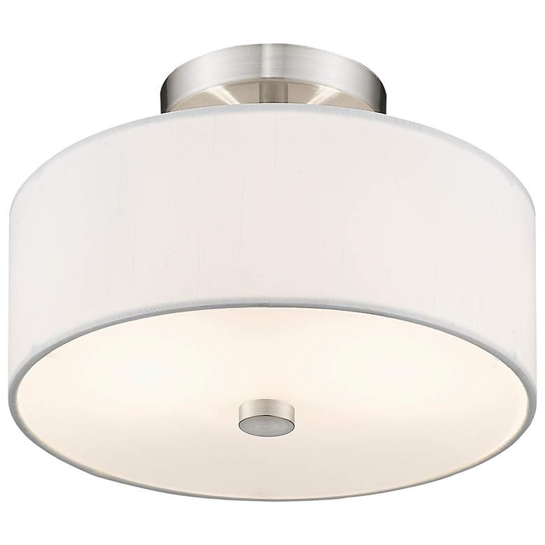 Image 7 Livex Meridian 11" Wide Brushed Nickel Semi-Flush Drum Ceiling Light more views