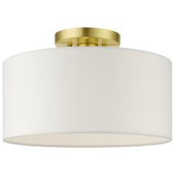 Livex Meridian 13" Wide Satin Brass Drum Ceiling Light