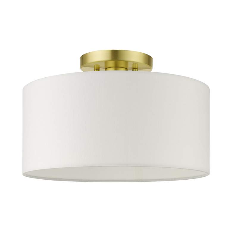 Image 3 Livex Meridian 13" Wide Satin Brass Drum Ceiling Light more views