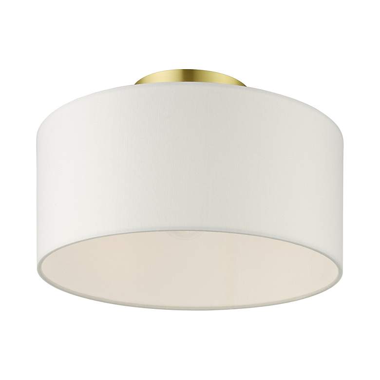 Image 4 Livex Meridian 13" Wide Satin Brass Drum Ceiling Light more views