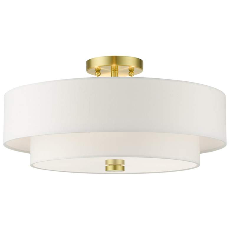 Image 1 Livex Meridian 18" Wide 4-Light Satin Brass Semi Flush Ceiling Light