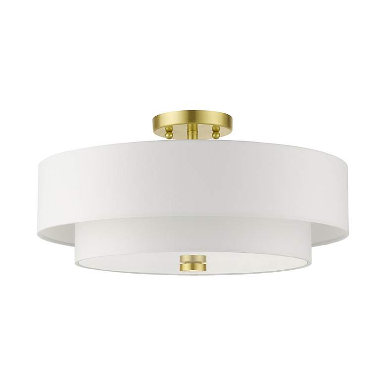 Image 4 Livex Meridian 18" Wide 4-Light Satin Brass Semi Flush Ceiling Light more views