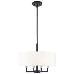 Livex Meridian 18" Wide Black Drum Shade Chandelier