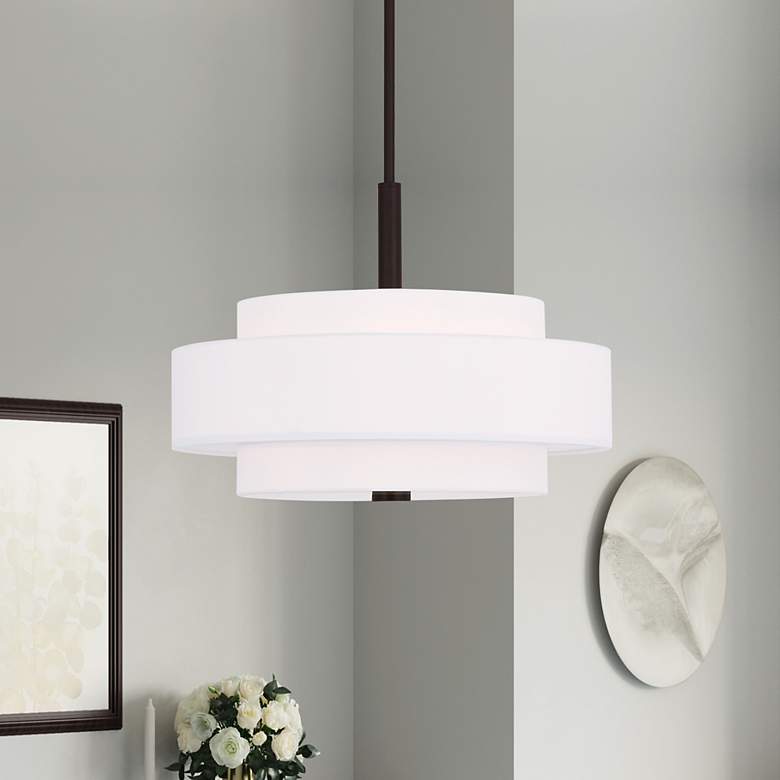 Image 1 Livex Meridian 18" Wide Bronze 3-Tier Pendant Light