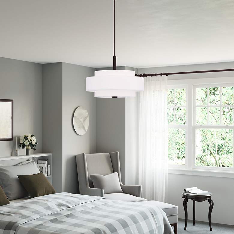 Image 4 Livex Meridian 18" Wide Bronze 3-Tier Pendant Light more views