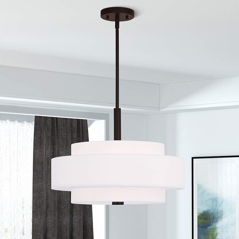 Image 7 Livex Meridian 18" Wide Bronze 3-Tier Pendant Light more views