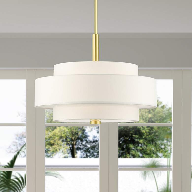 Image 1 Livex Meridian 18" Wide Satin Brass 2-Tier Pendant Light