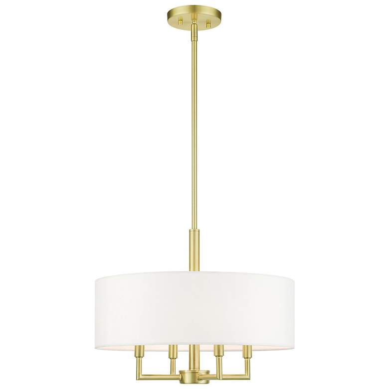 Image 2 Livex Meridian 18" Wide Satin Brass Drum Chandelier
