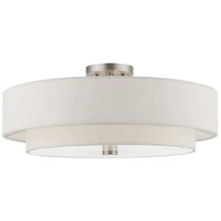 Livex Meridian 22" Wide Brushed Nickel Double Drum Ceiling Light