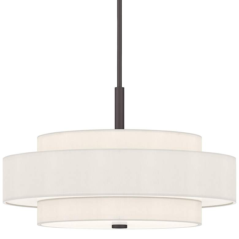 Image 3 Livex Meridian 24 inch Wide Bronze and White Drum Modern Pendant Light