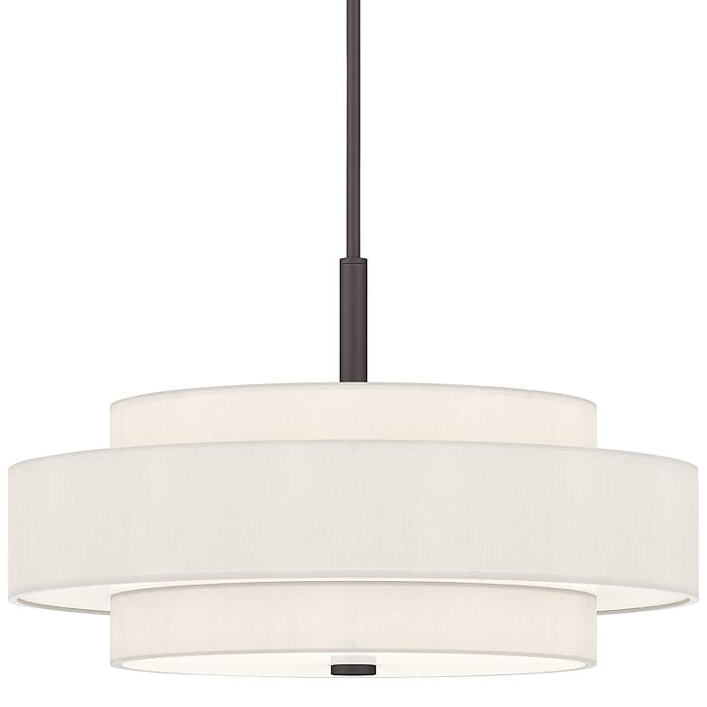 Image 3 Livex Meridian 24" Wide Bronze and White Drum Modern Pendant Light