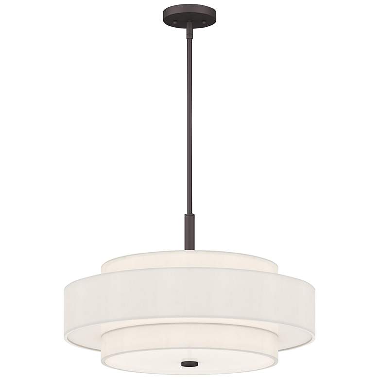 Image 5 Livex Meridian 24" Wide Bronze and White Drum Modern Pendant Light more views