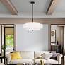 7_Livex Meridian 24" Wide Bronze and White Drum Modern Pendant Light more views