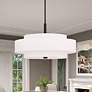 Livex Meridian 24" Wide Bronze and White Drum Modern Pendant Light in scene