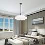 Livex Meridian 24" Wide Bronze and White Drum Modern Pendant Light in scene