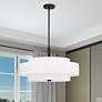 Livex Meridian 24" Wide Bronze and White Drum Modern Pendant Light in scene