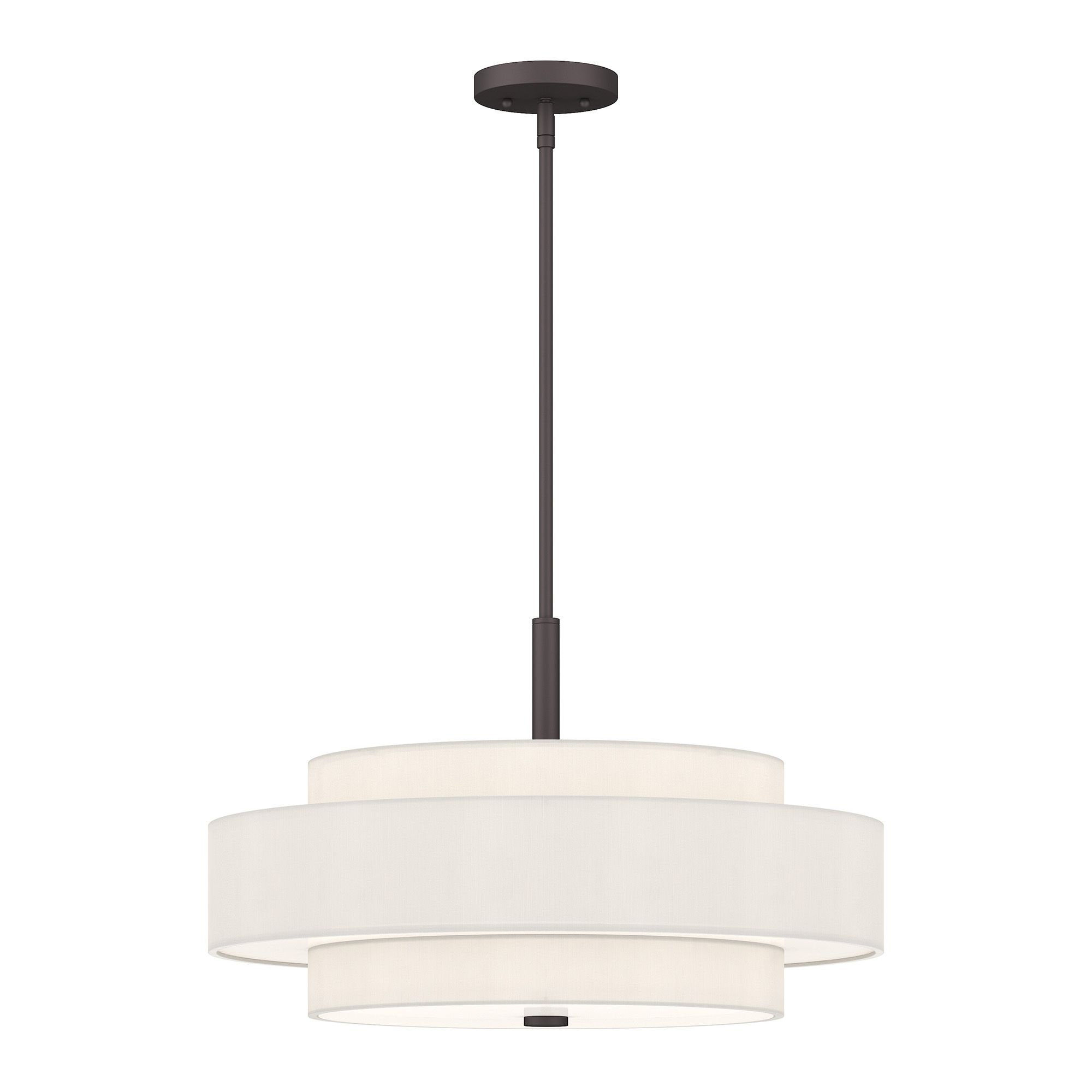 Livex Meridian 24" Wide Bronze and White Drum Modern Pendant Light in scene