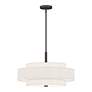 Livex Meridian 24" Wide Bronze and White Drum Modern Pendant Light in scene