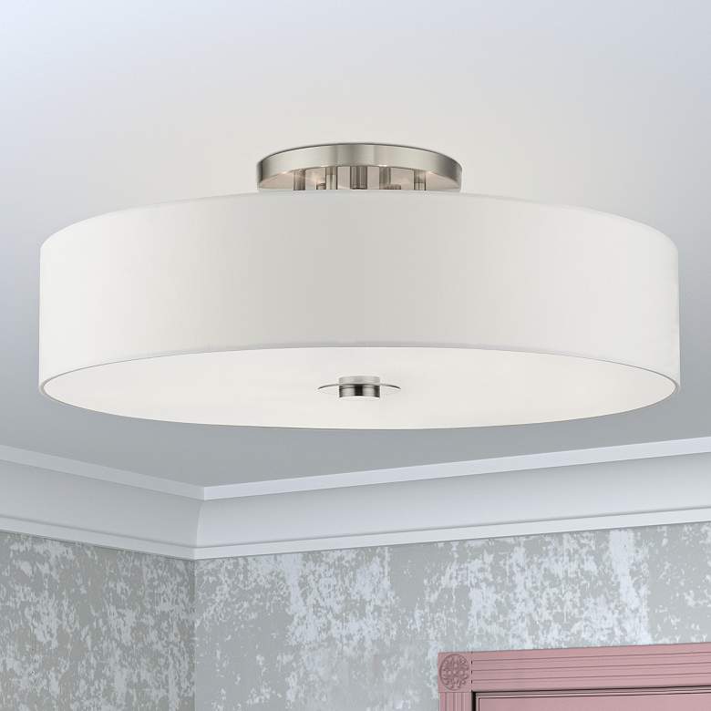 Image 2 Livex Meridian 30" Wide 6-Light Modern White Shade Ceiling Light
