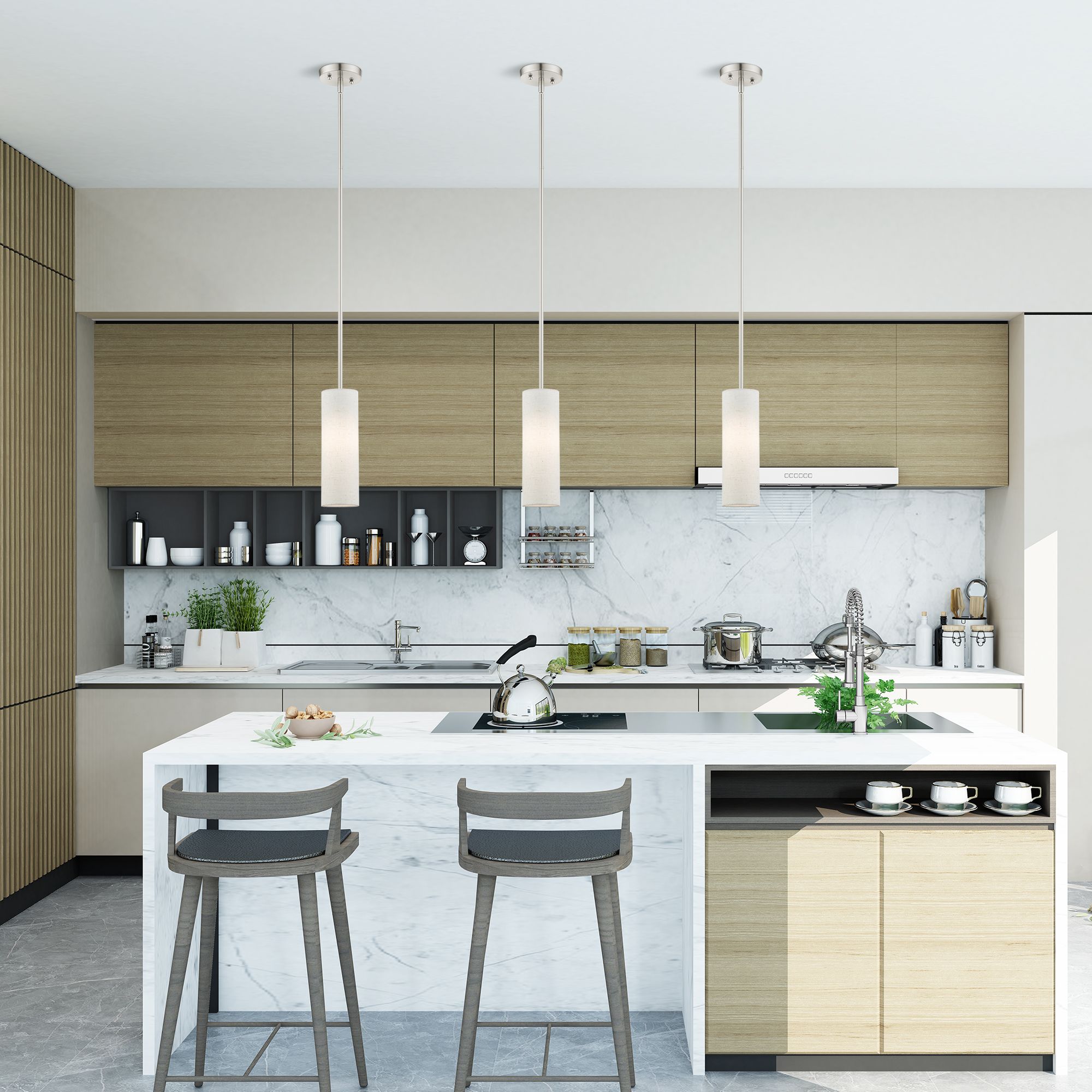 Livex Meridian 4 3/4"W Brushed Nickel Cylinder Mini Pendant