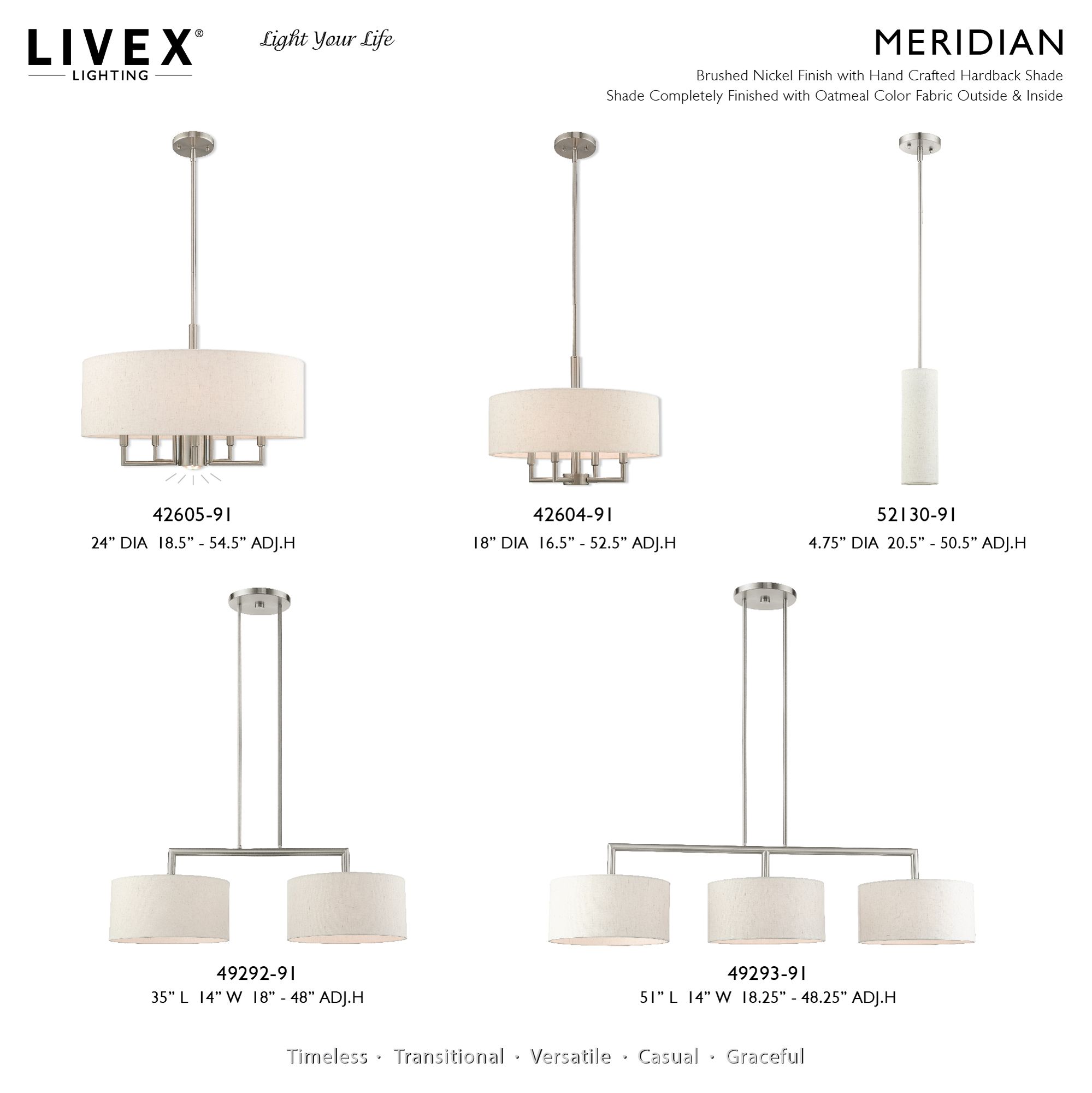 Livex Meridian 4 3/4"W Brushed Nickel Cylinder Mini Pendant