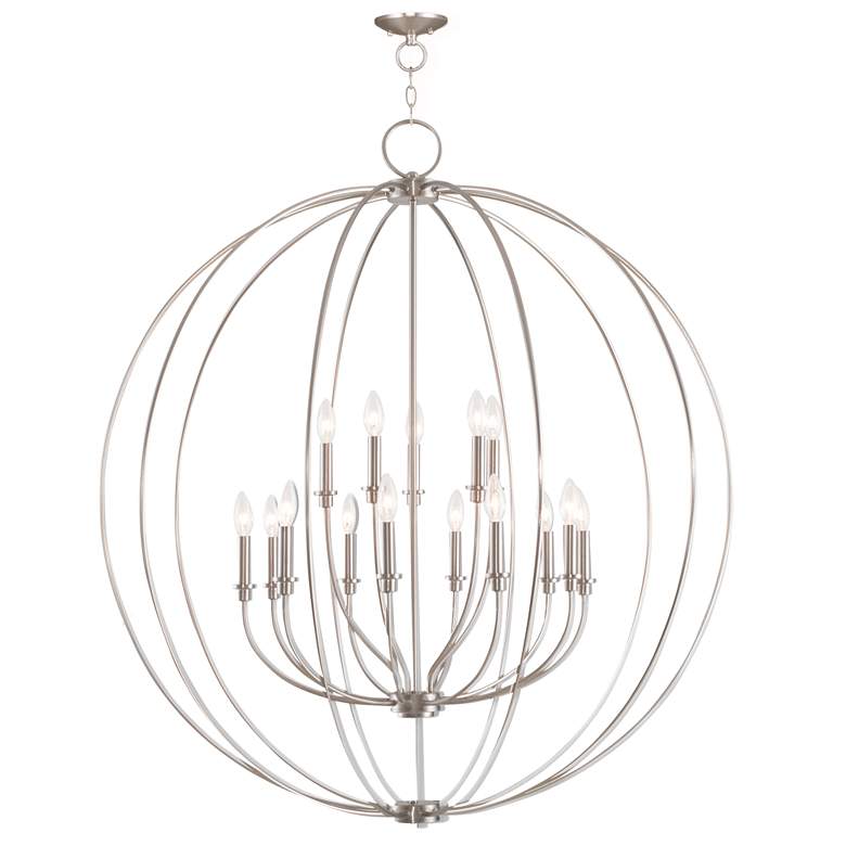 Image 1 Livex Milania 42" Wide Tiered 15-Light Brushed Nickel Foyer Chandelier