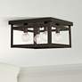 1_Livex Milford 11" Wide Brze and Glass 4-Light Sq Ceiling Light