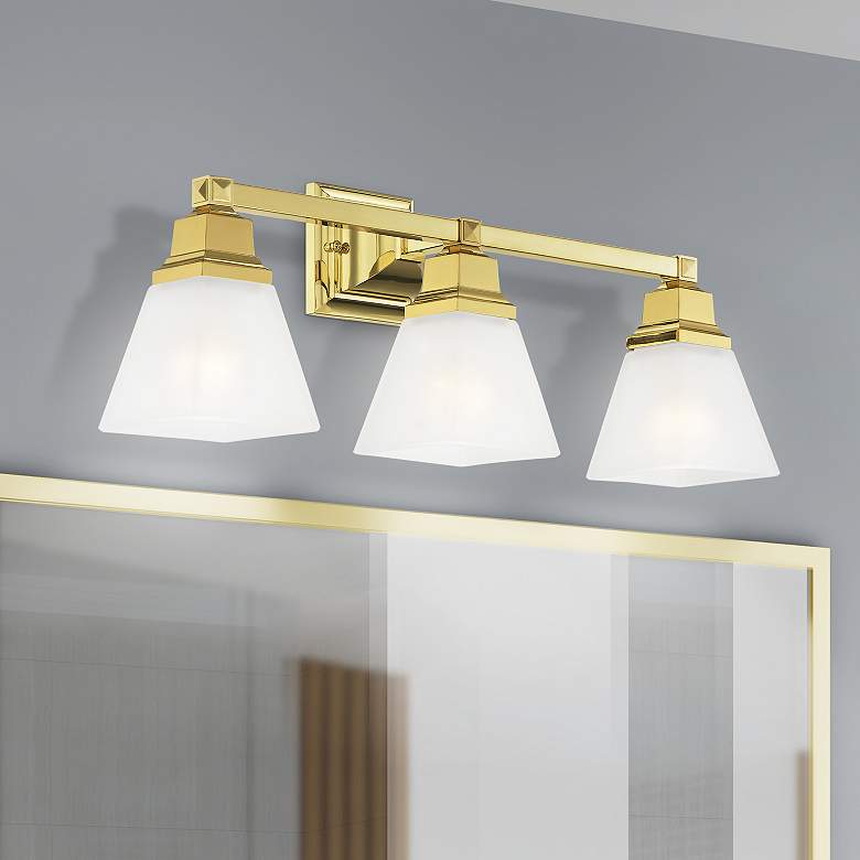 Image 1 Livex Mission 25 1/4" Wide Polished Brass 3-Light Bath Light