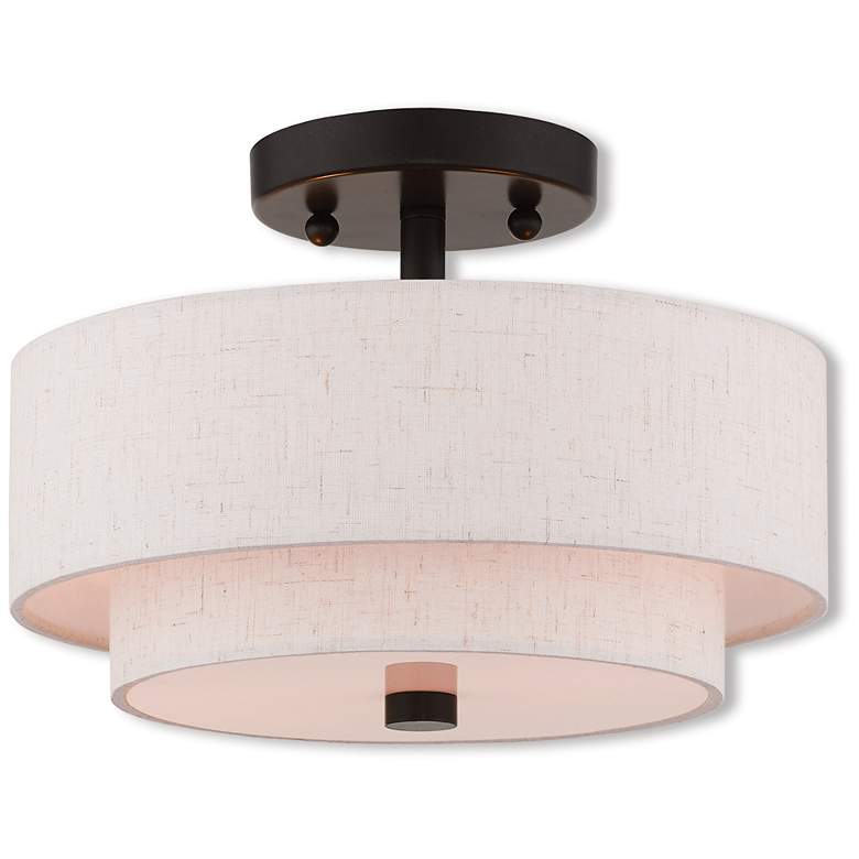 Image 2 Livex Monroe 11" Wide 2-Light Bronze Double Drum Ceiling Light