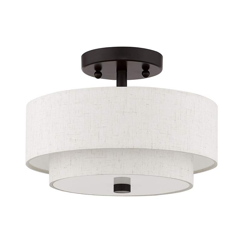 Image 3 Livex Monroe 11" Wide 2-Light Bronze Double Drum Ceiling Light more views