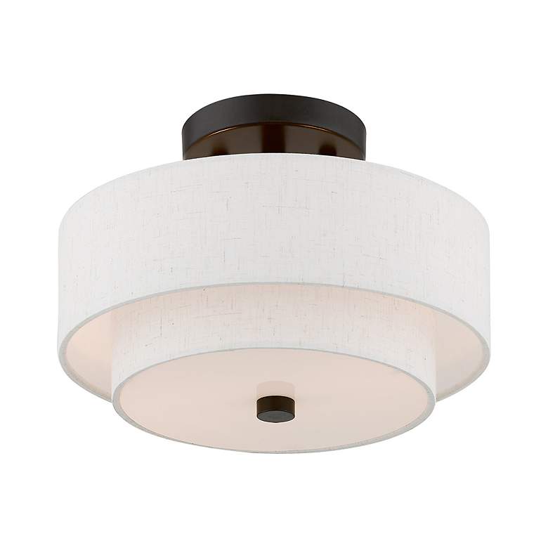 Image 5 Livex Monroe 11" Wide 2-Light Bronze Double Drum Ceiling Light more views