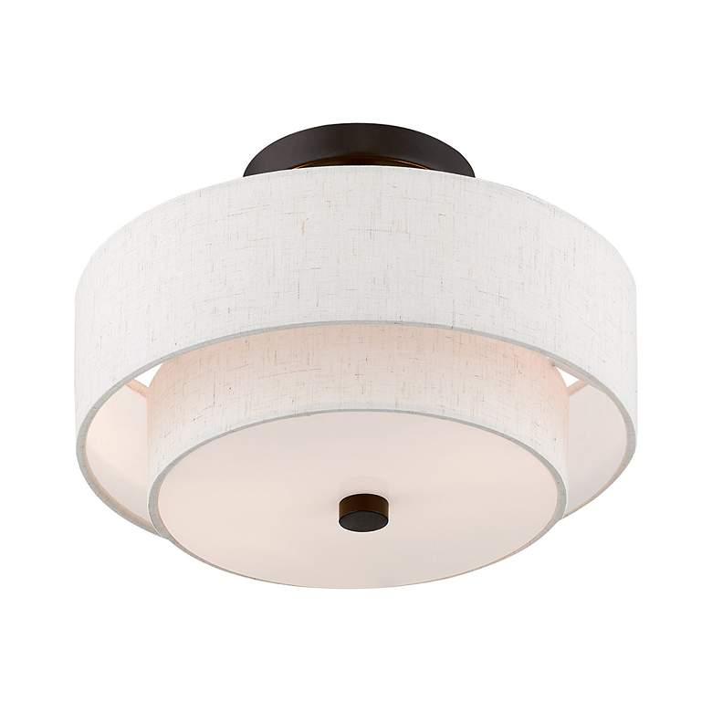 Image 6 Livex Monroe 11" Wide 2-Light Bronze Double Drum Ceiling Light more views