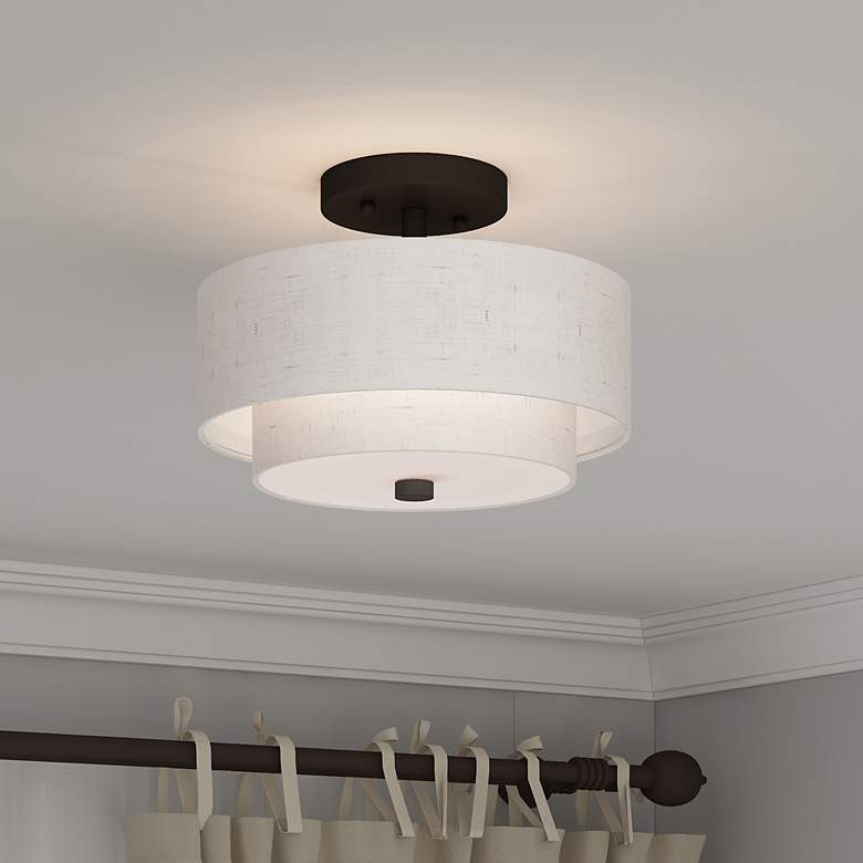 Image 7 Livex Monroe 11" Wide 2-Light Bronze Double Drum Ceiling Light more views