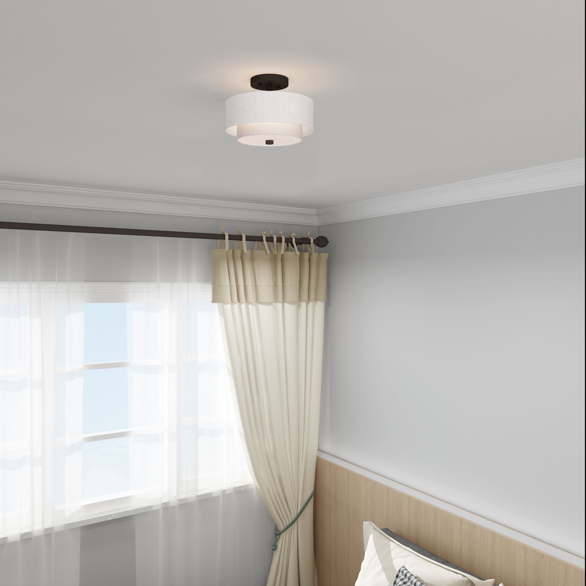 Livex Monroe 11" Wide 2-Light Bronze Double Drum Ceiling Light